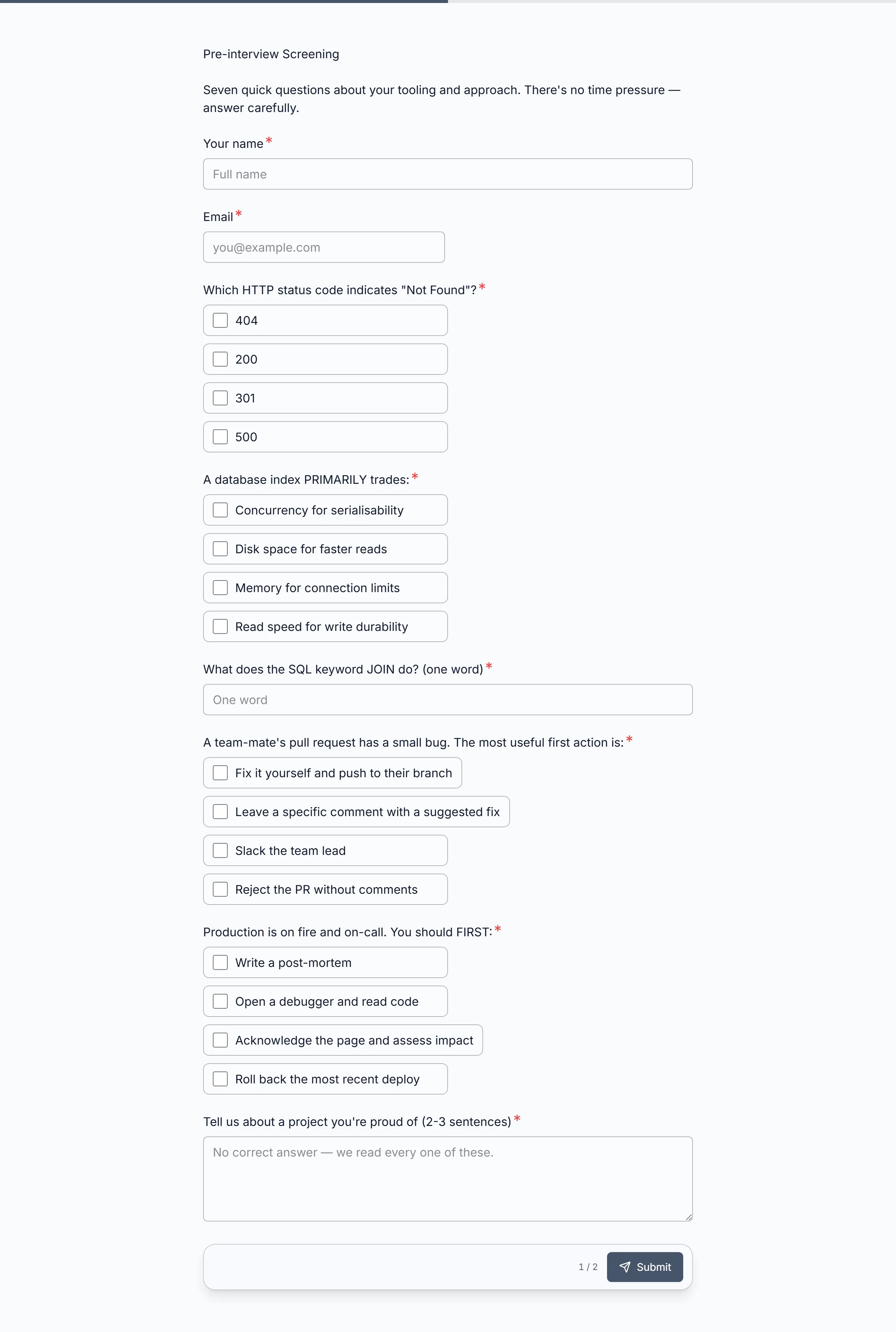 Job Screening Quiz template preview