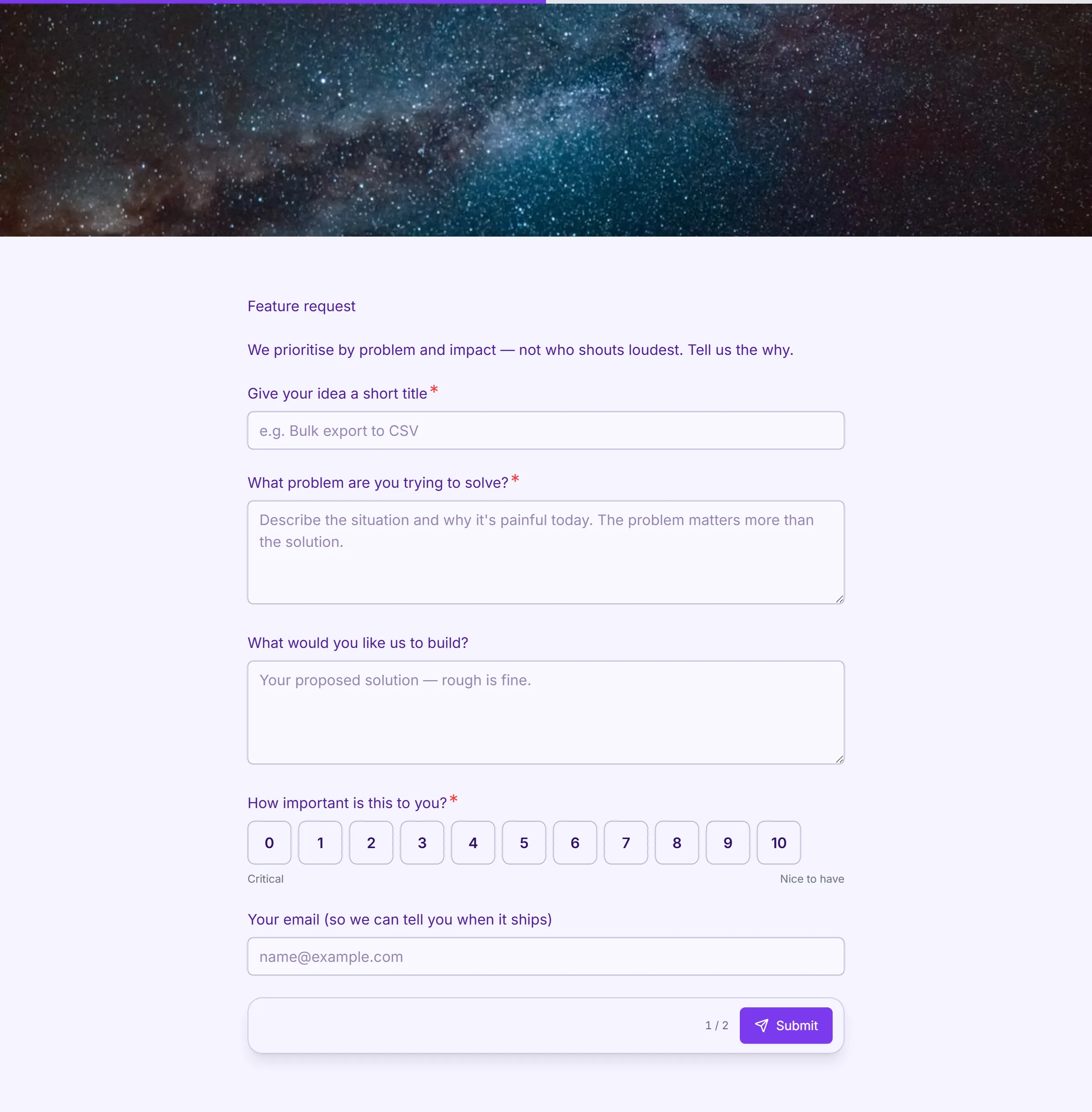 Feature Request template preview