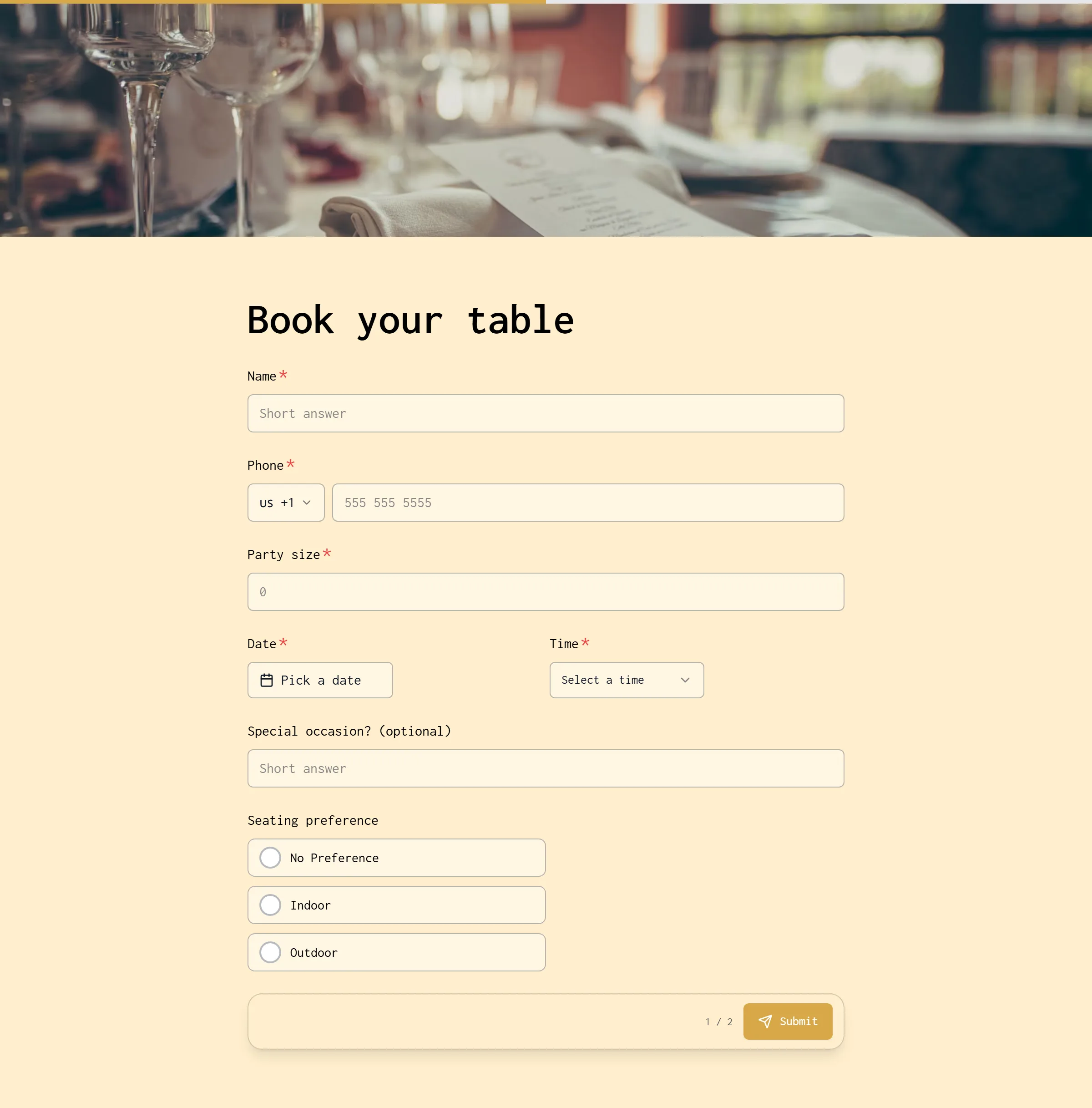 Restaurant Reservation template preview