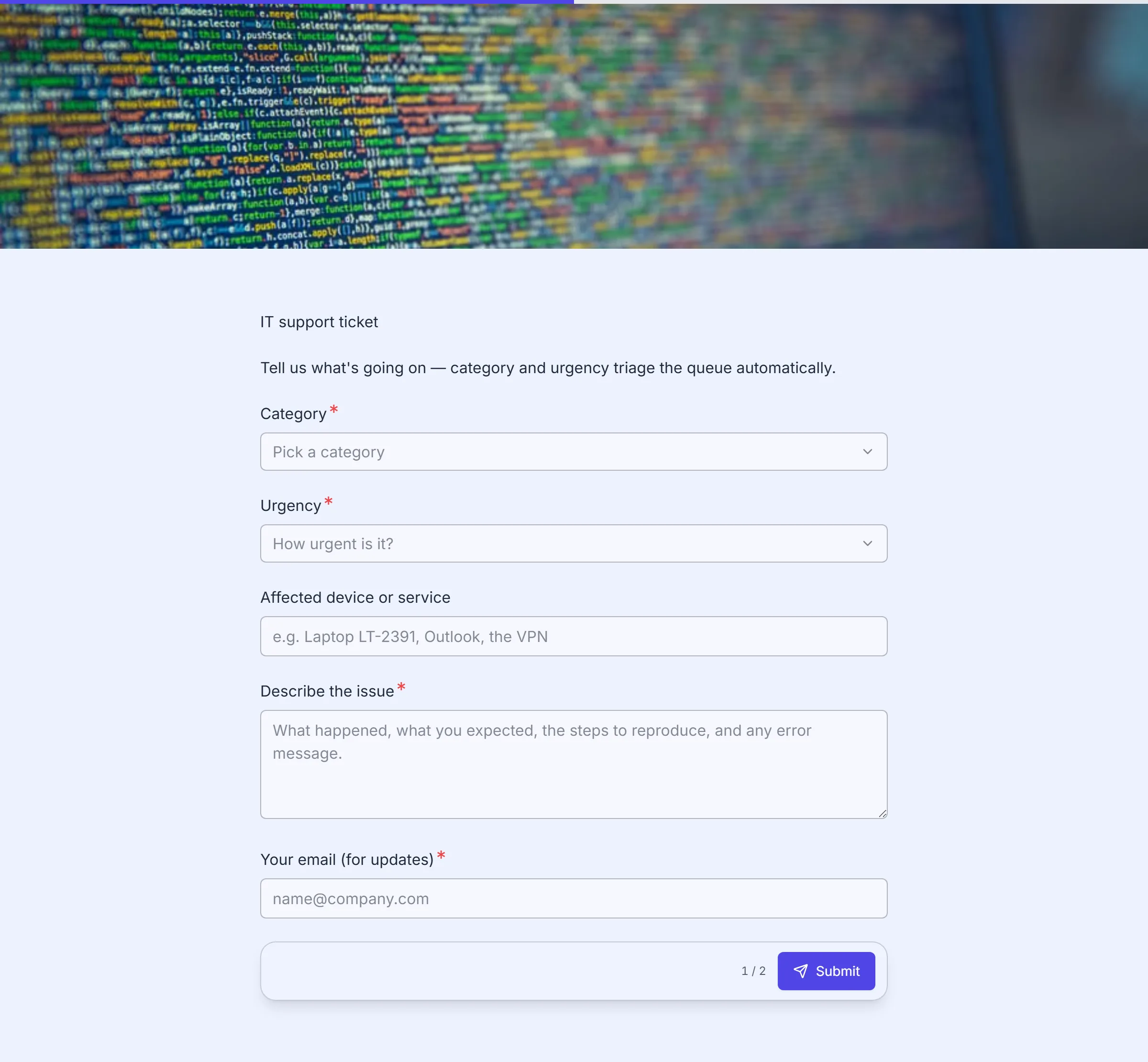IT Support Ticket template preview