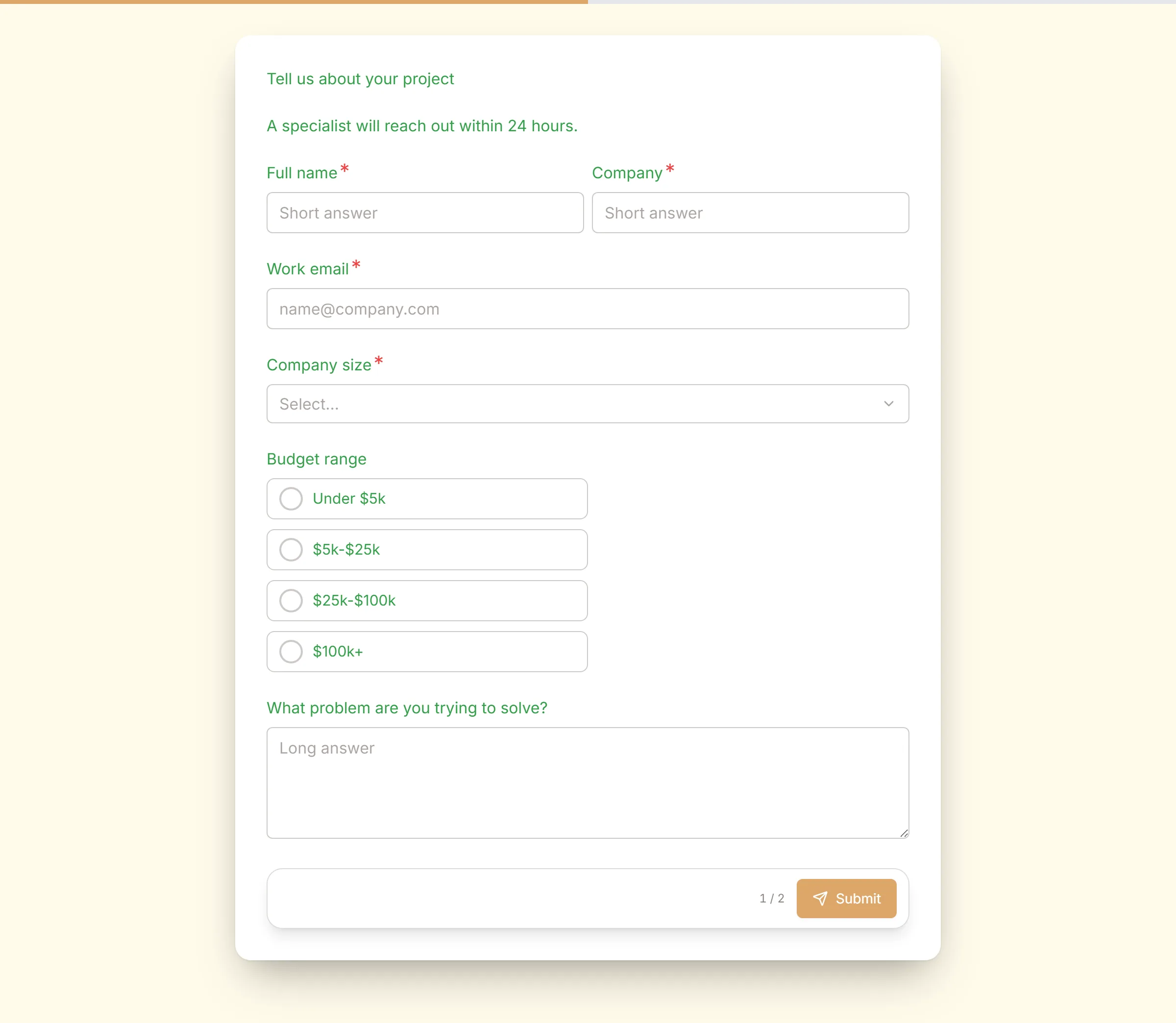 Lead Capture template preview