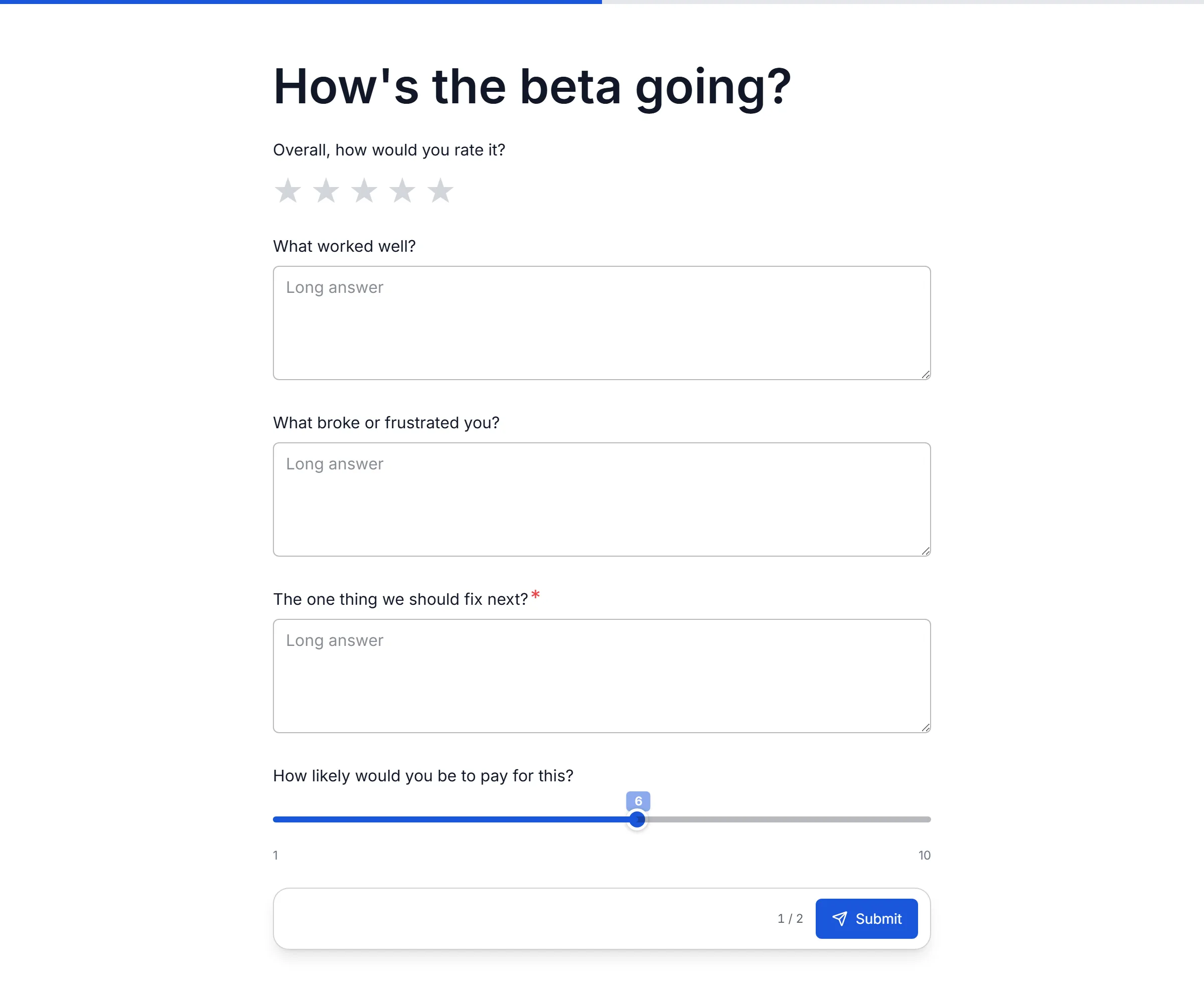 Beta Tester Feedback template preview