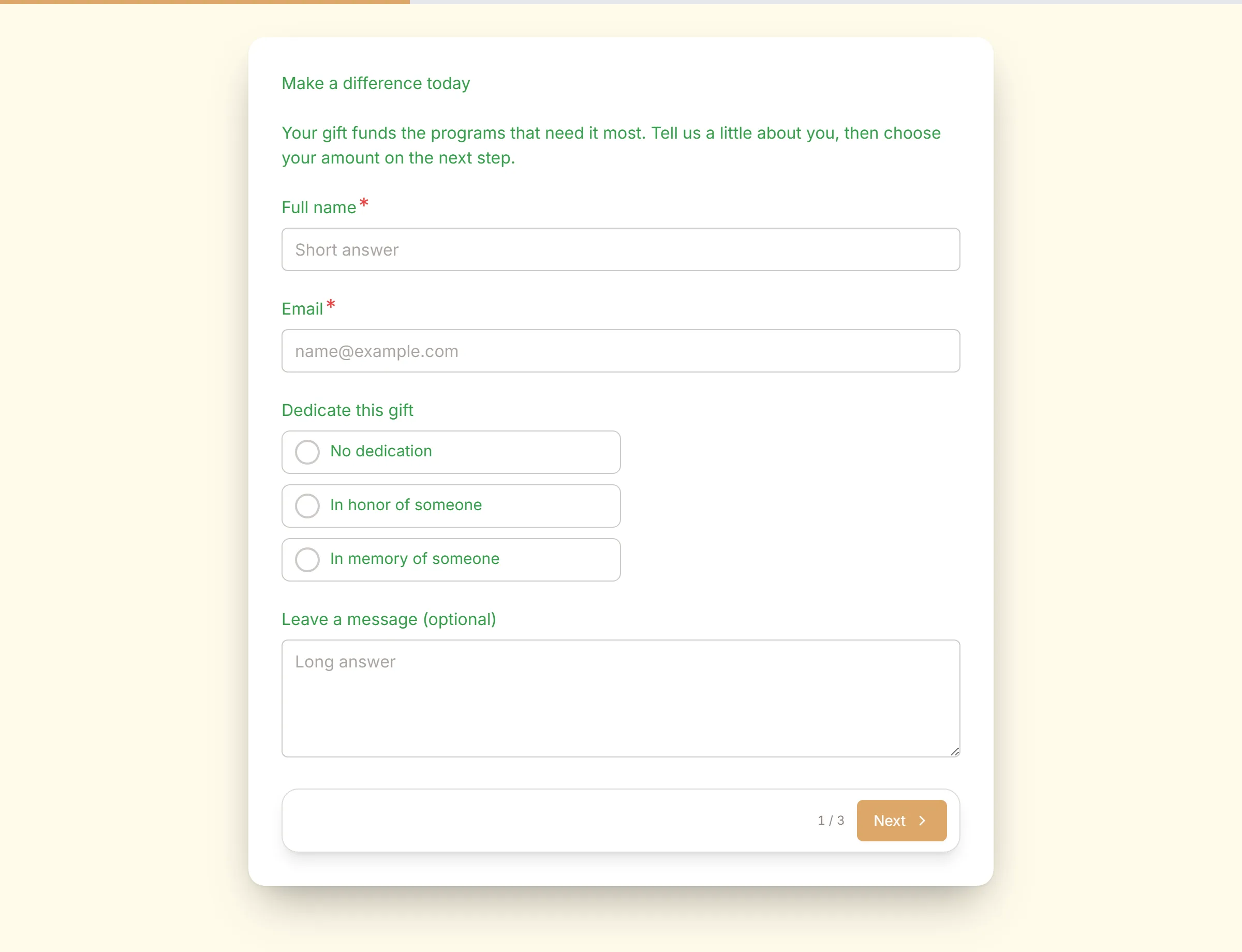 Donation Form template preview