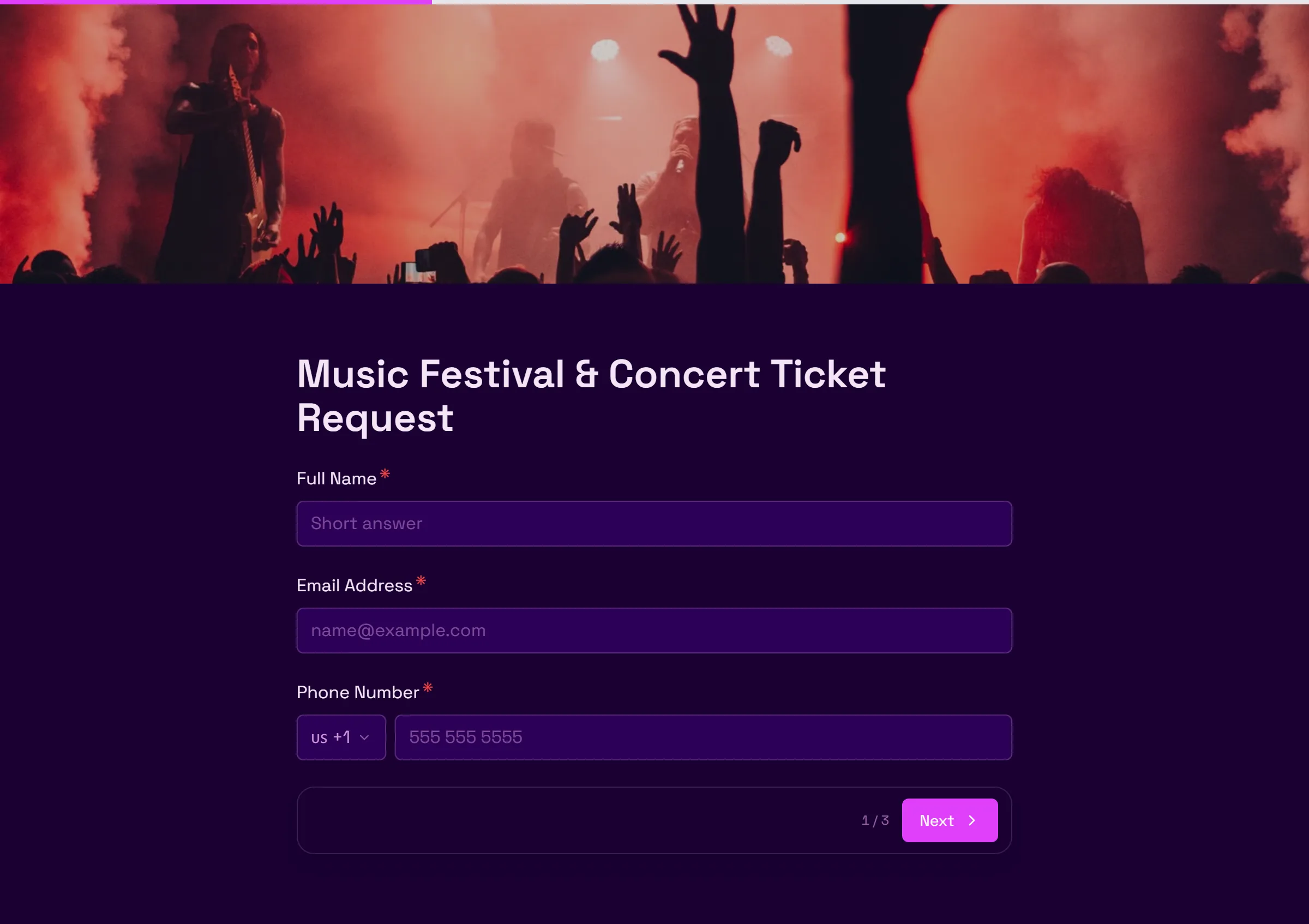 Music Festival & Concert Ticket Request template preview
