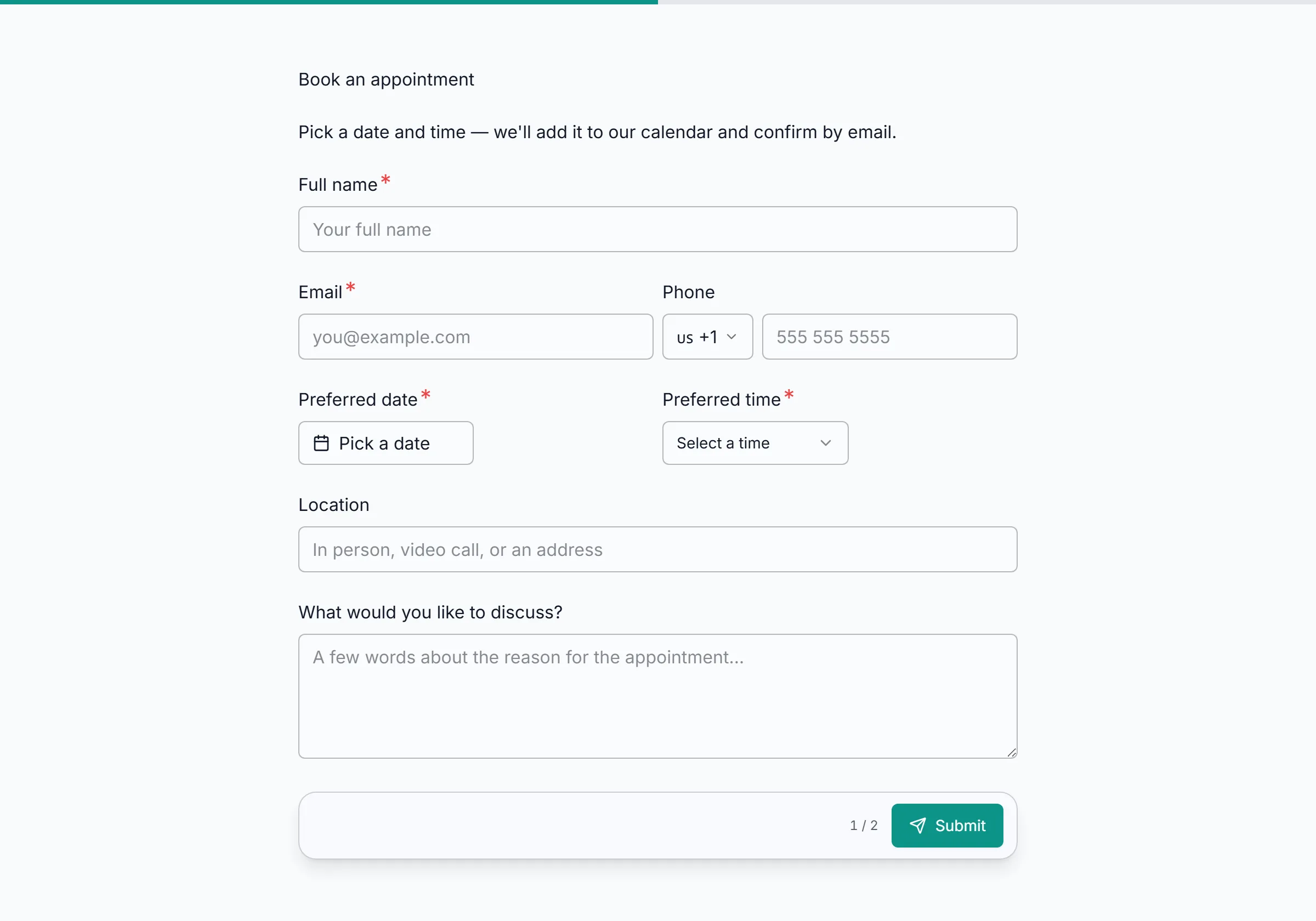 Appointment Booking template preview