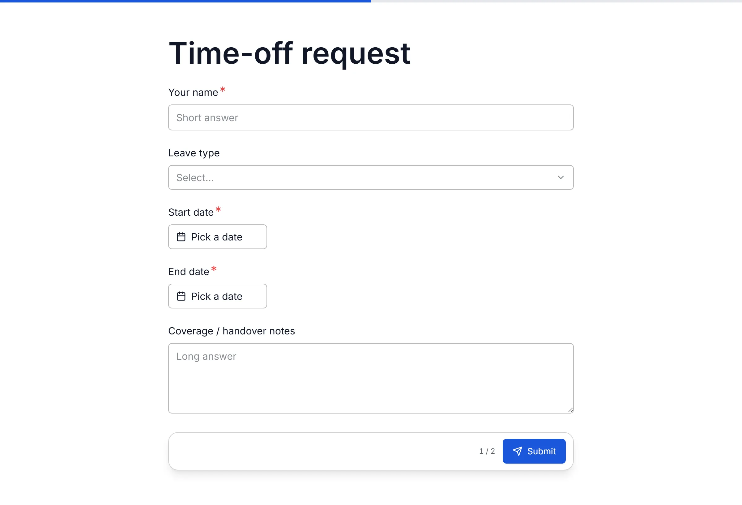 Time-Off Request preview