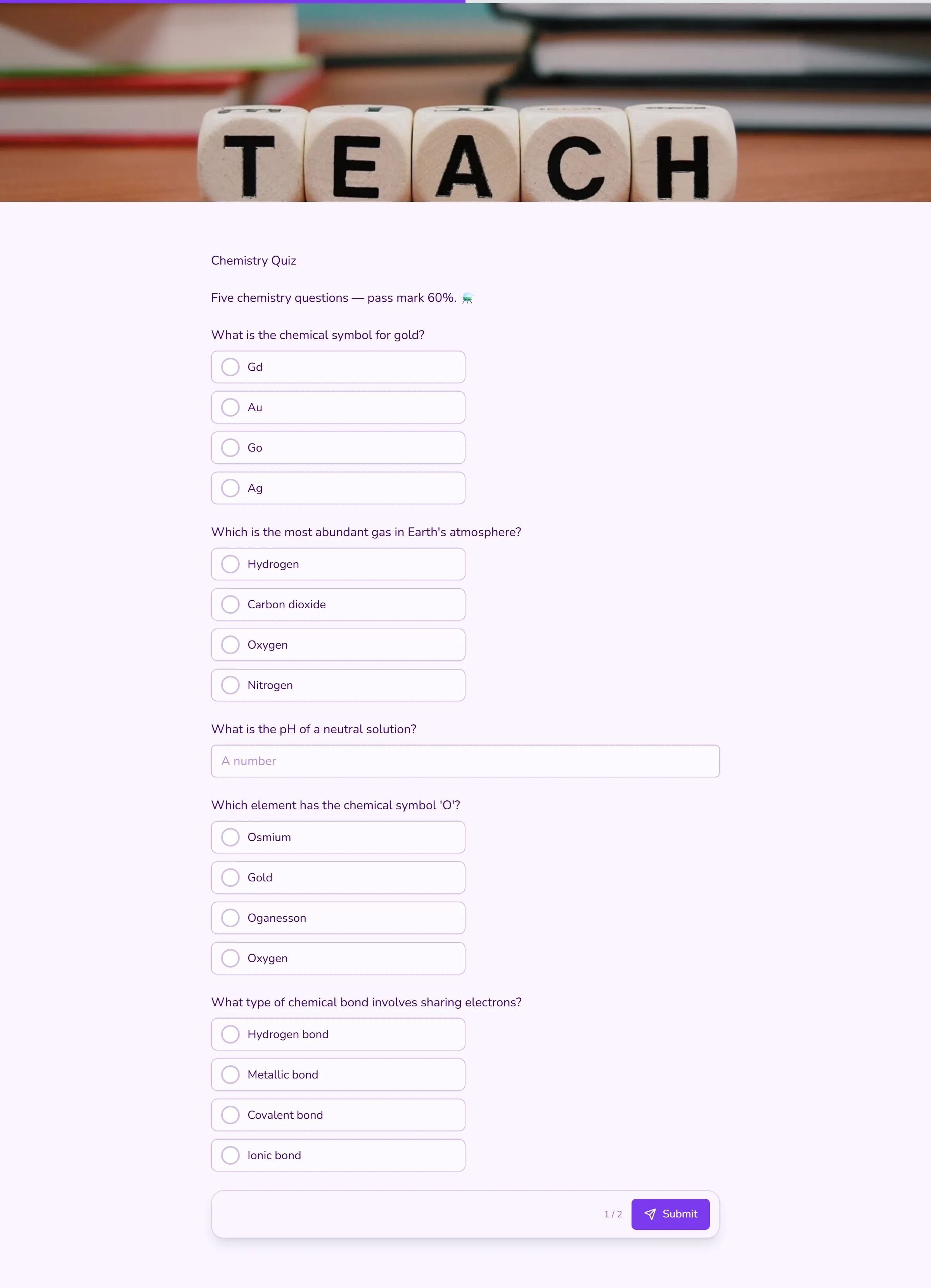 Chemistry Quiz preview