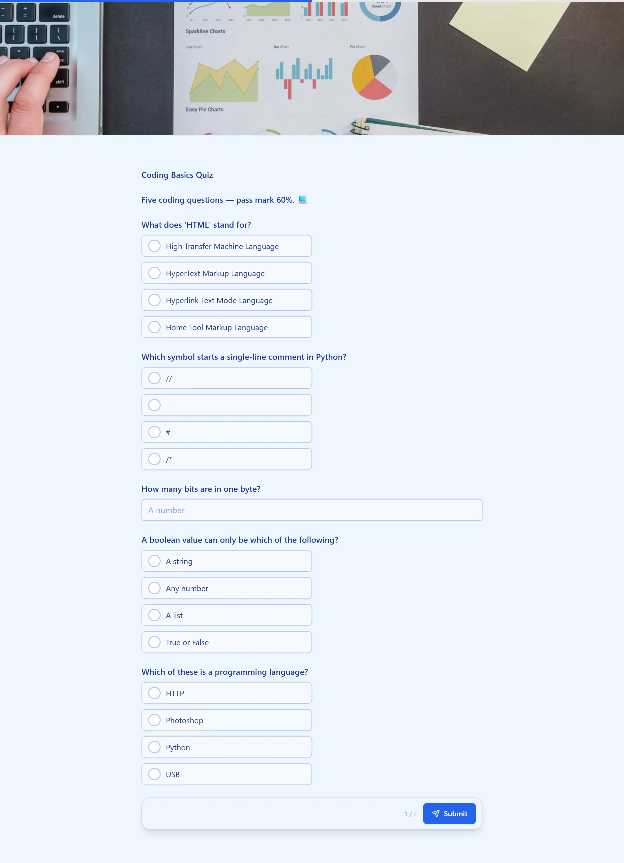 Coding Basics Quiz template preview