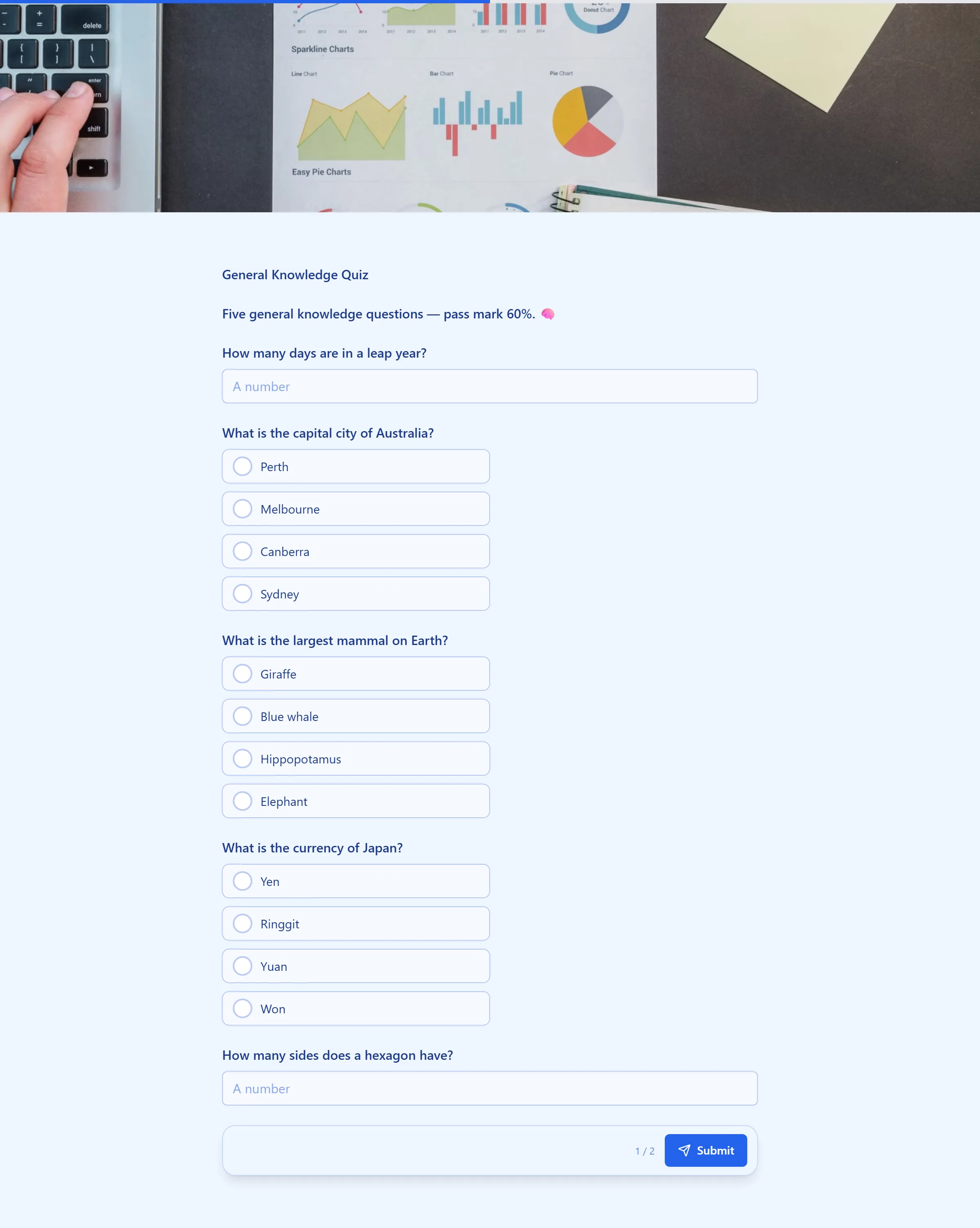 General Knowledge Quiz template preview
