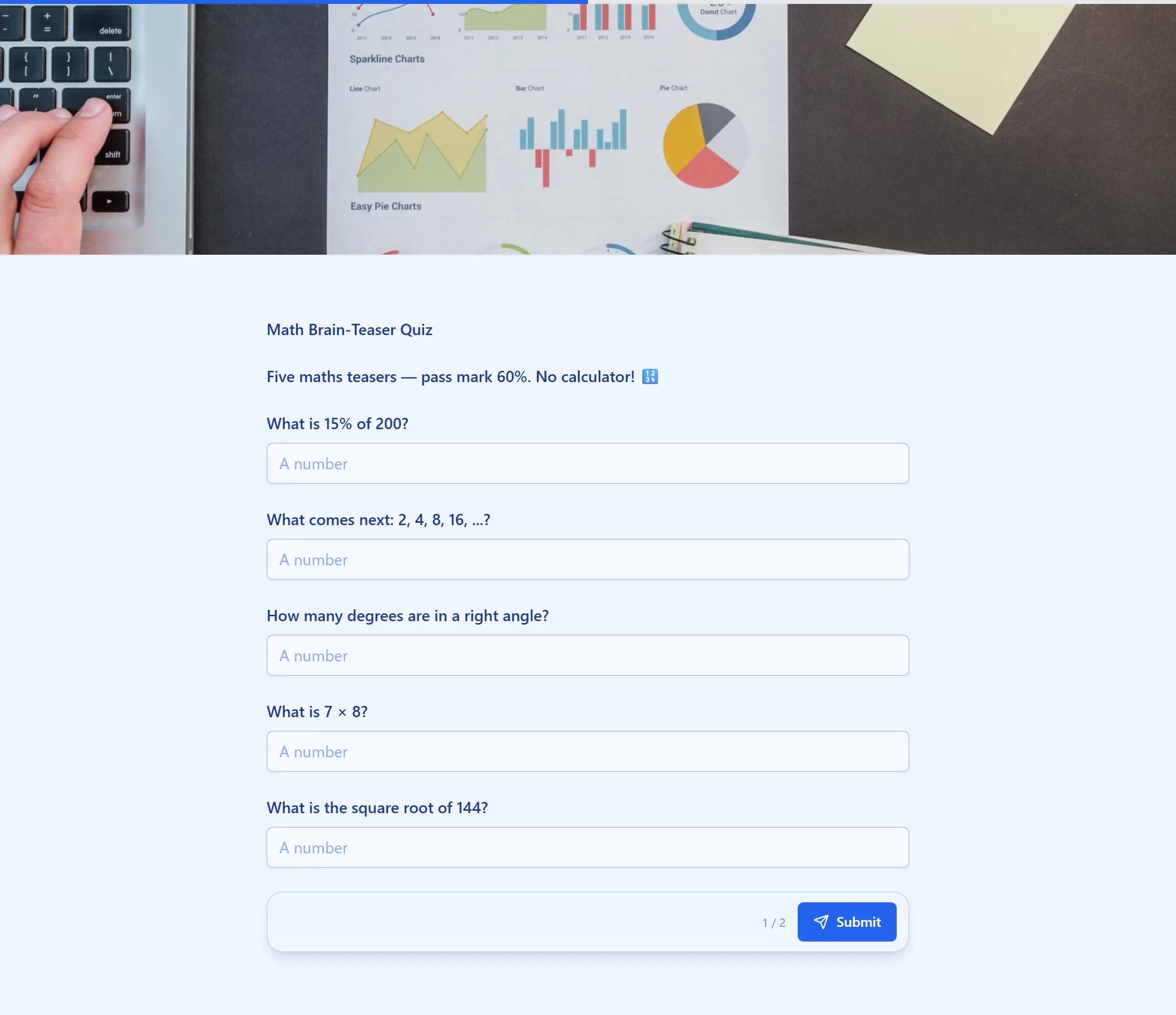 Math Brain-Teaser Quiz template preview