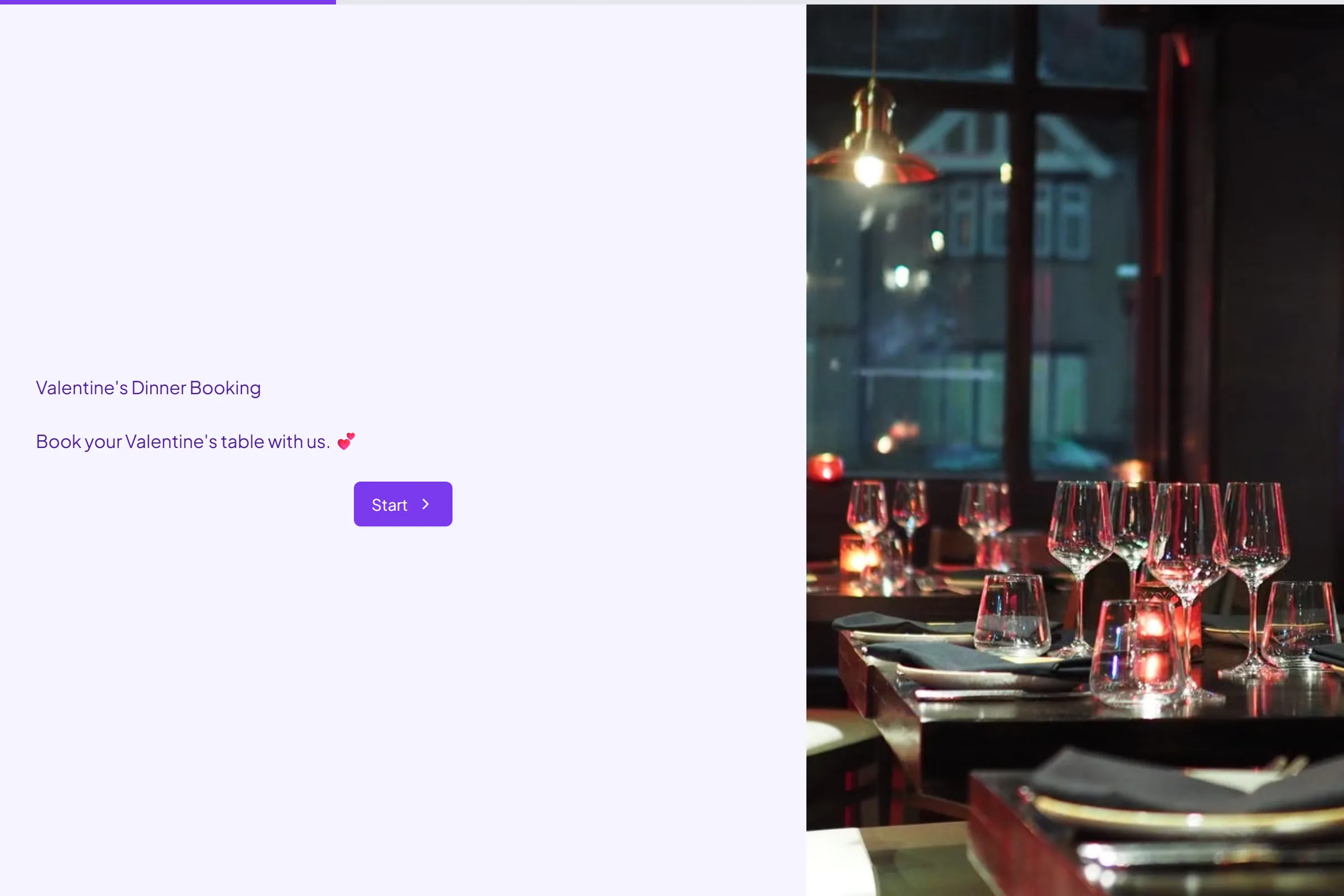 Valentine's Dinner Booking template preview