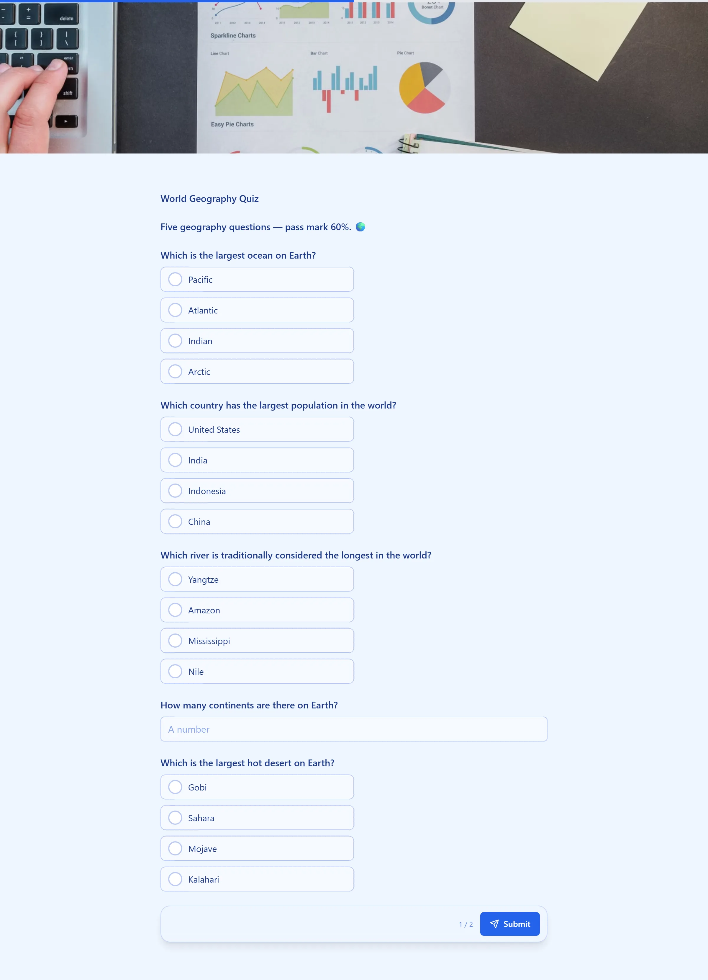 World Geography Quiz template preview