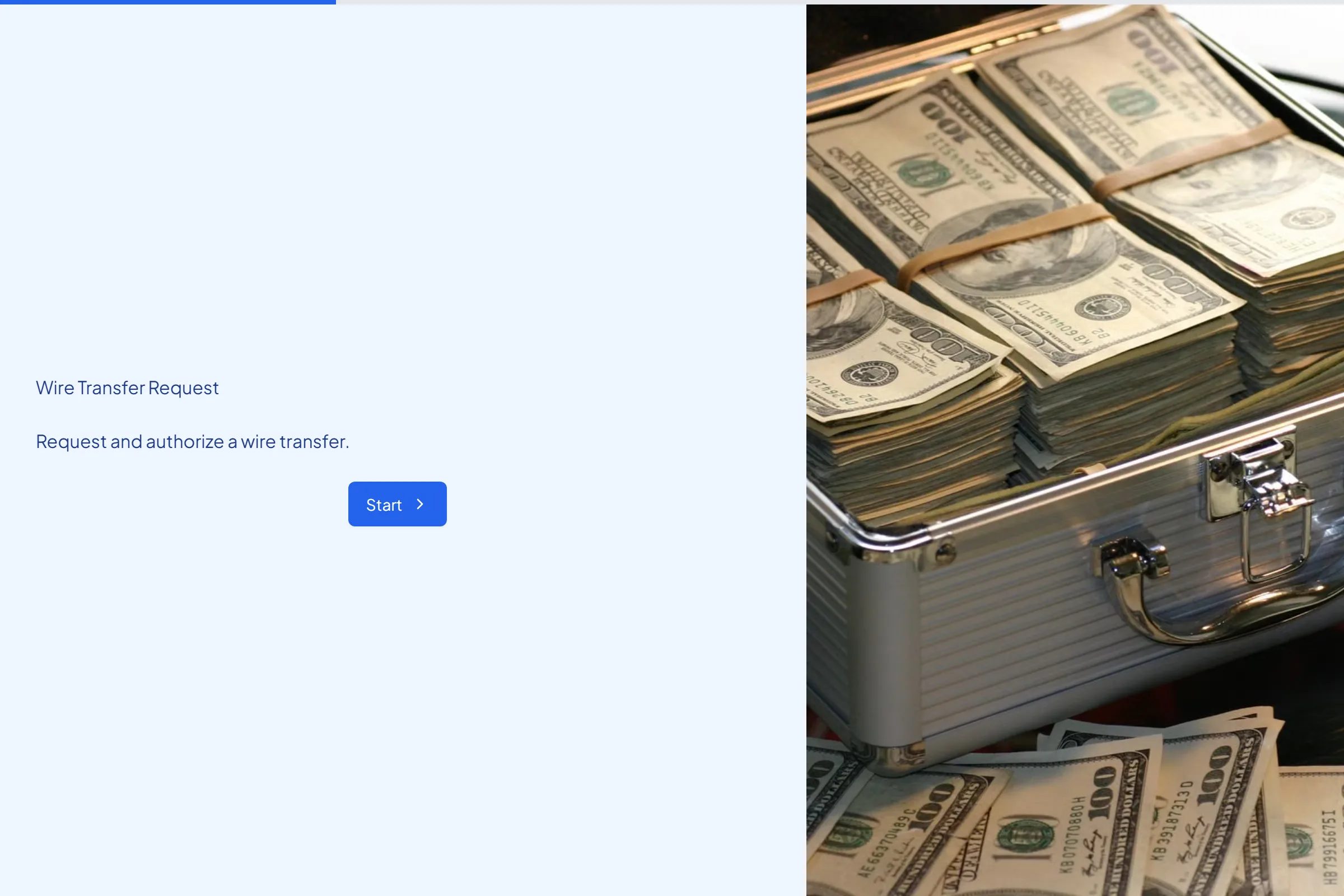Wire Transfer Request template preview