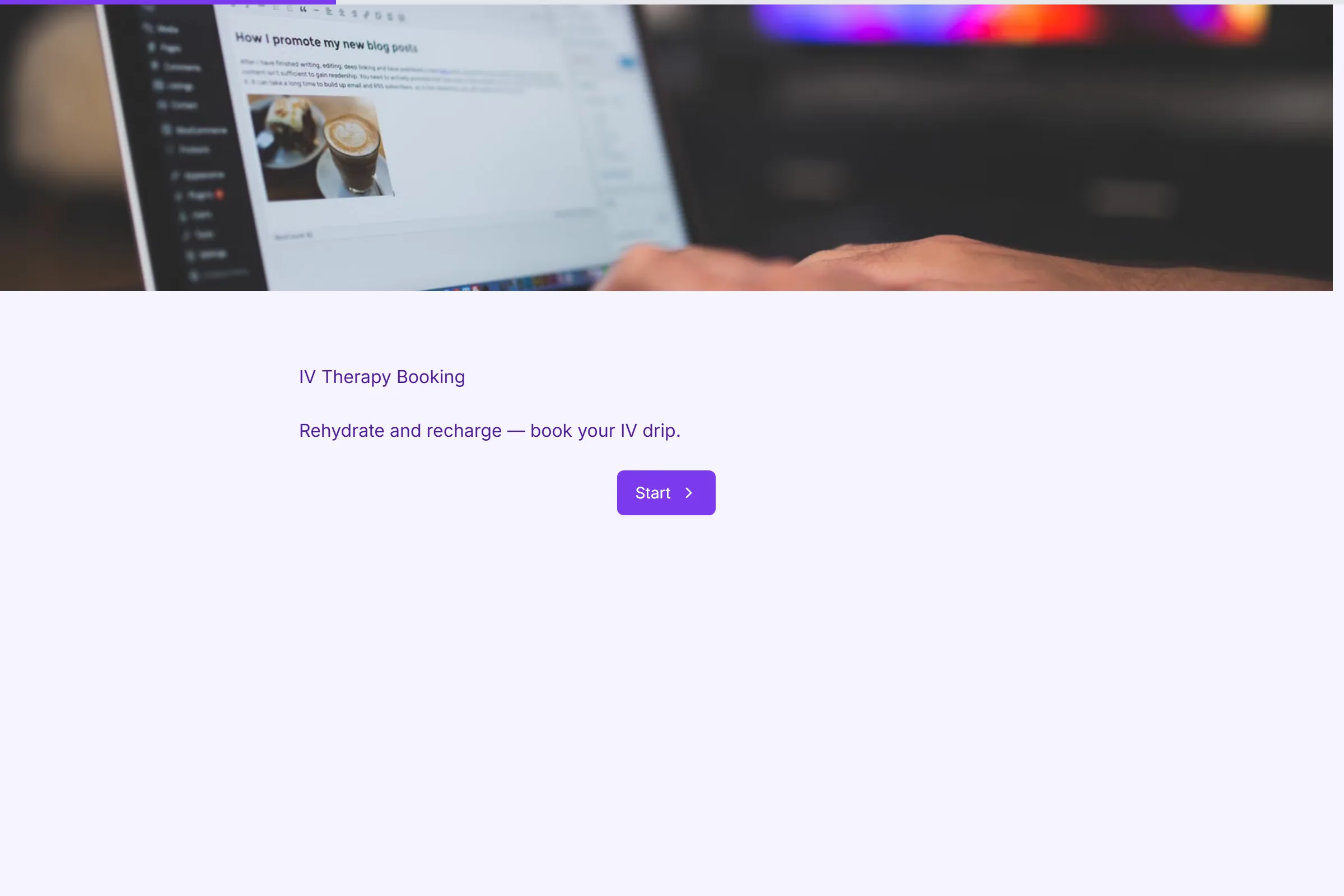 IV Therapy Booking template preview