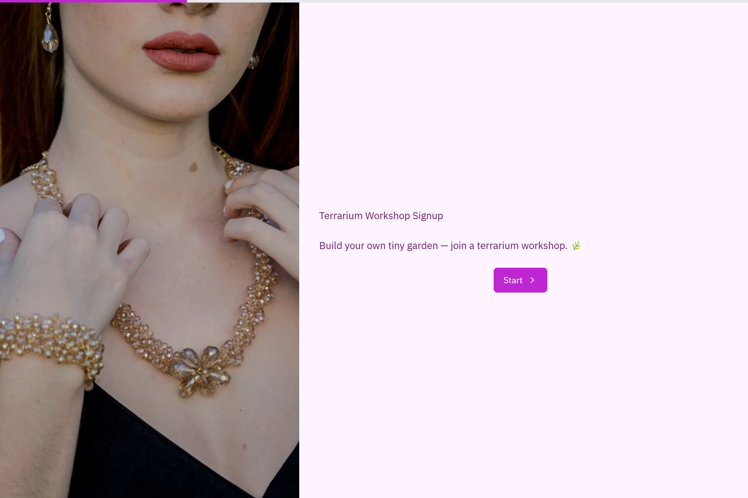 Terrarium Workshop Signup template preview